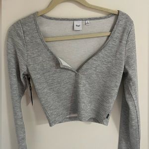 TNA WAFFLEX SCOOPNECK IN HEATHET CHROME NEW WITH TAGS SIZE MEDIUM